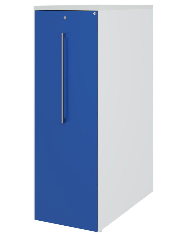Armario extraíble C+P Asisto, altura de trabajo de pié, 430x800x1259 mm, gris claro/azul, izquierda - 1