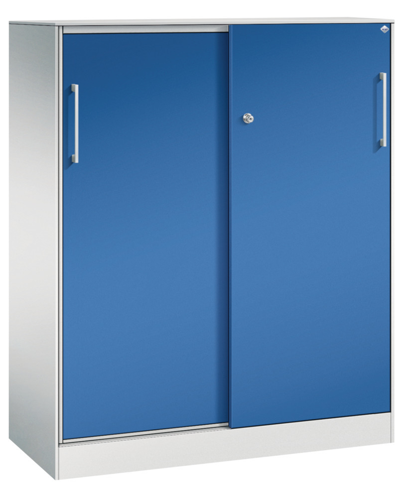 Armoire à portes coulissantes Asisto, acier, 1000 x 435 x 1292 mm, gris clair/bleu gentiane - 1