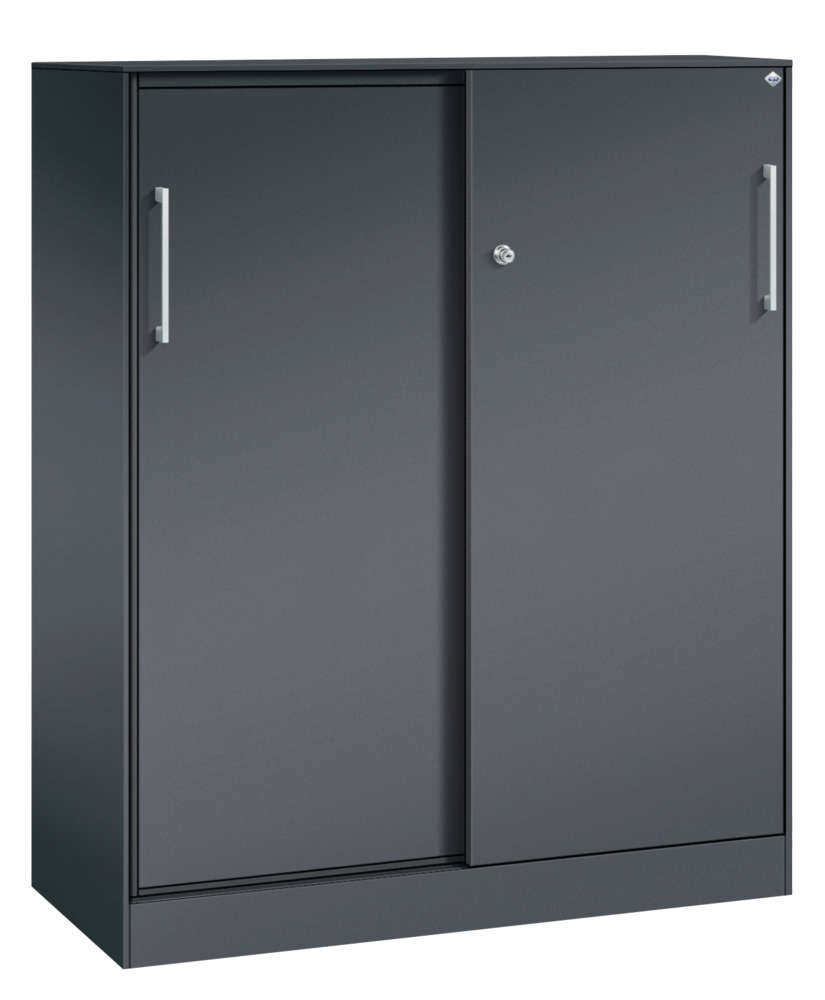 C+P sliding door cabinet Asisto, 1000 x 435 x 1292 mm, black grey - 1