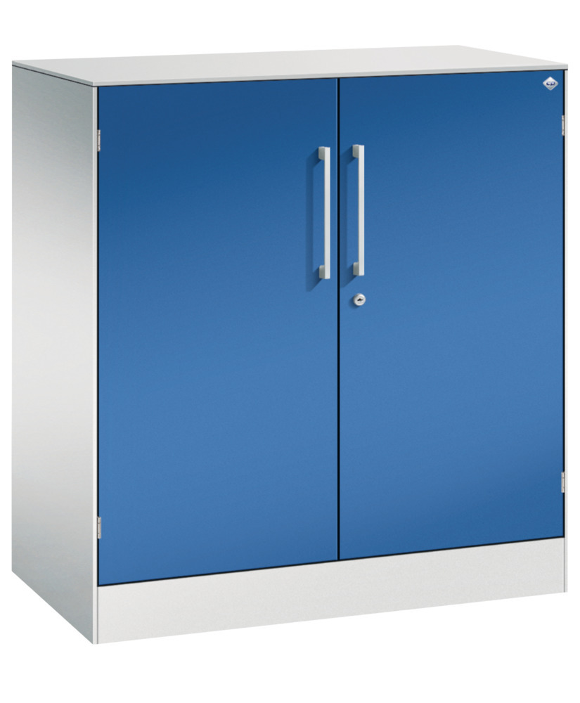 Armoire à portes battantes Asisto, buffet, acier, 800 x 435 x 897 mm, gris clair/bleu gentiane - 1