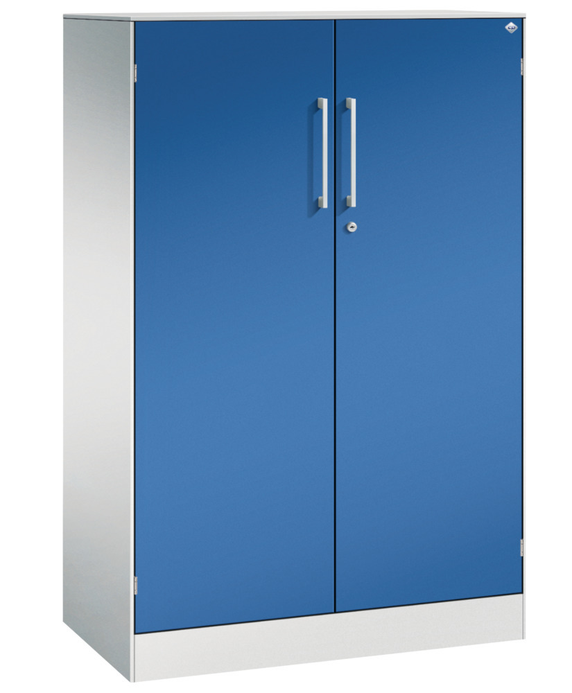 Armario de puertas batientes C+P Asisto, 800 x 435 x 1292 mm, gris claro/azul genciana - 1