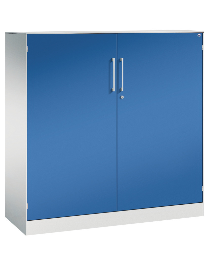 Kancelárska skriňa Asisto, krídlové dvere, 1200 x 435 x 1292 mm, sivá/modrá - 1