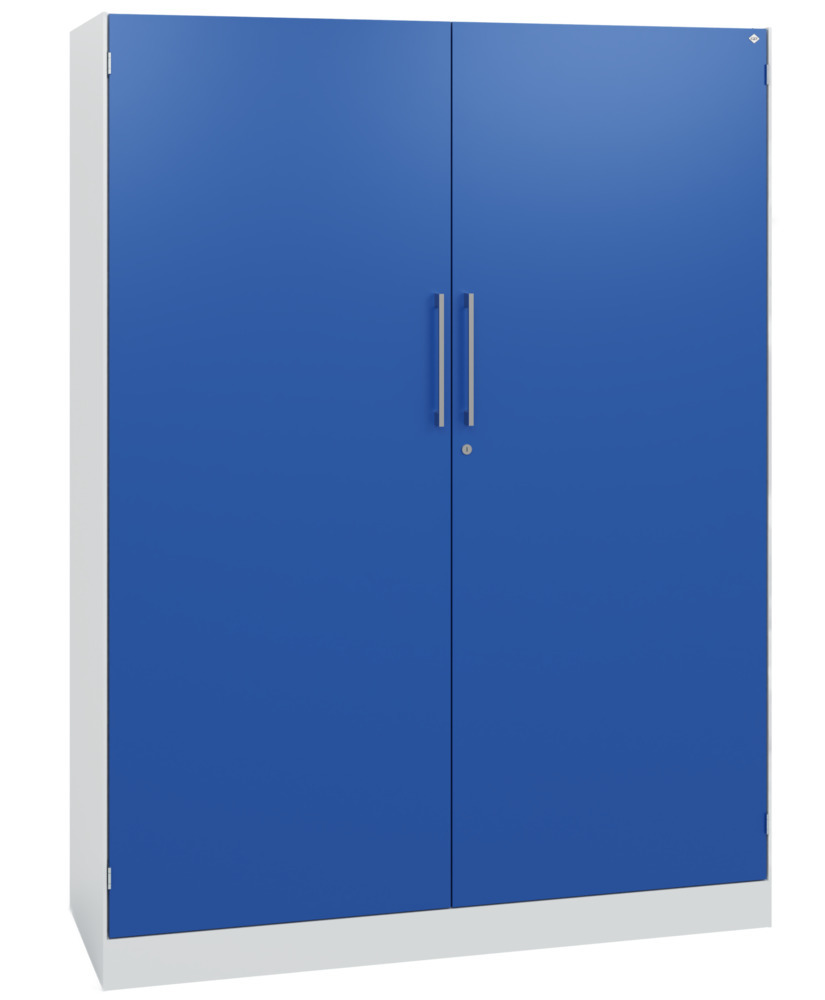 Kancelárska skriňa Asisto, krídlové dvere, 1200 x 435 x 1617 mm, sivá/modrá - 1
