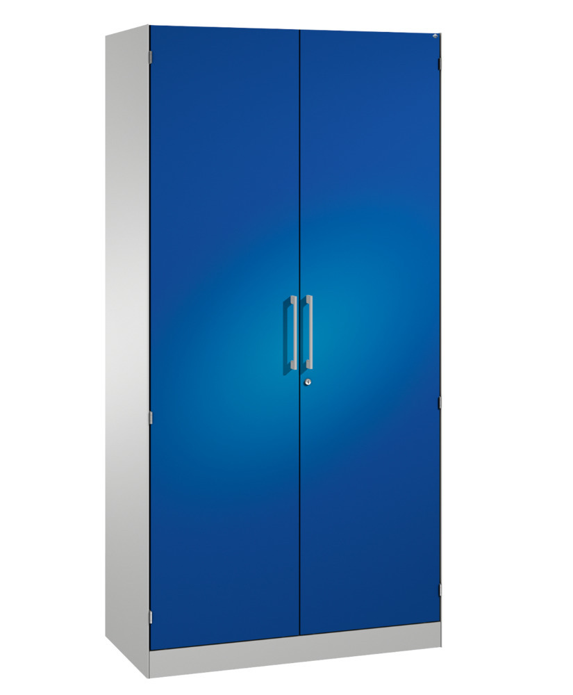 Armoire à portes battantes Asisto, acier, 1000 x 435 x 1980 mm, gris clair/bleu gentiane - 1