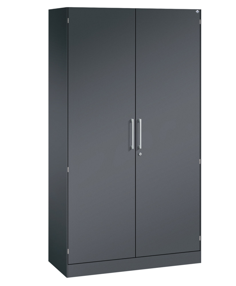 C+P wing door cabinet Asisto, 1000 x 435 x 1980 mm, black grey - 1