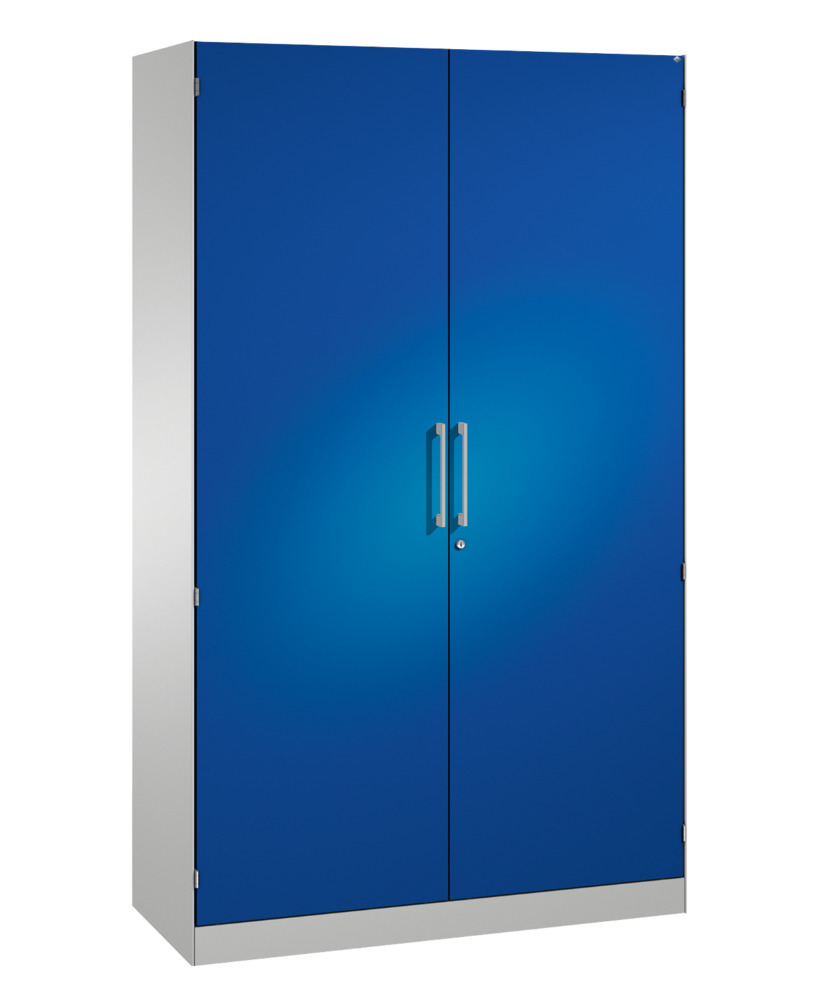 Kancelárska skriňa Asisto, krídlové dvere, 1200 x 435 x 1980 mm, sivá/modrá - 1