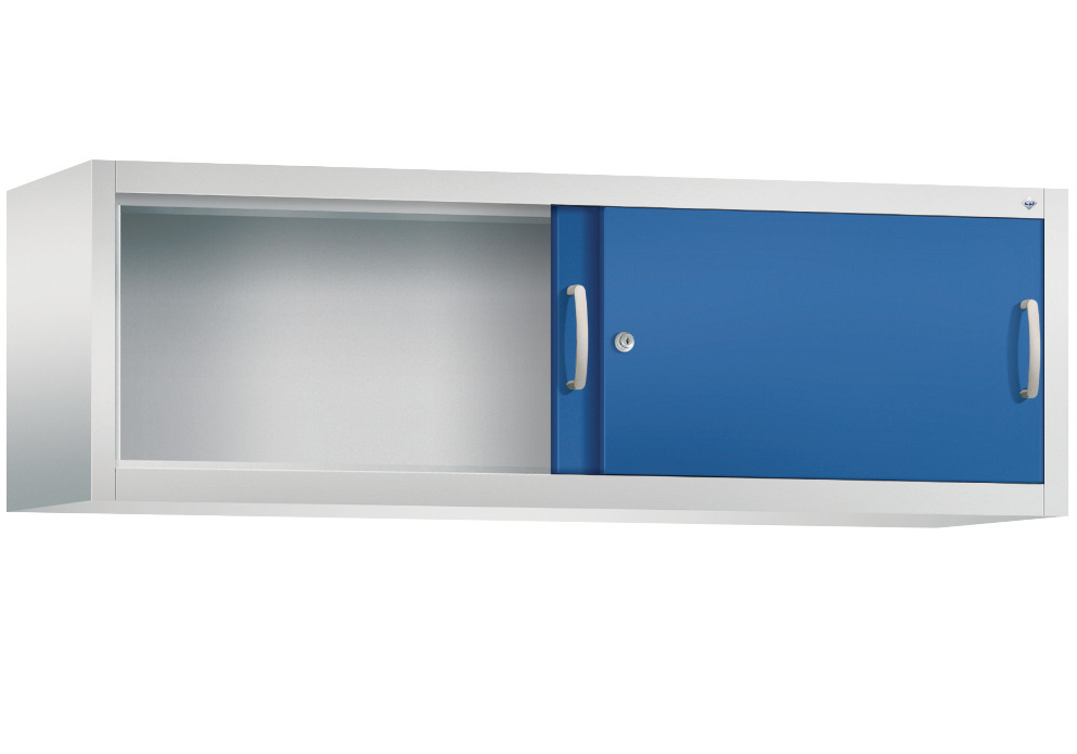 C+P sliding door cabinet Acurado, top unit, 1600 x 400 x 500 mm, light grey/gentian blue - 2