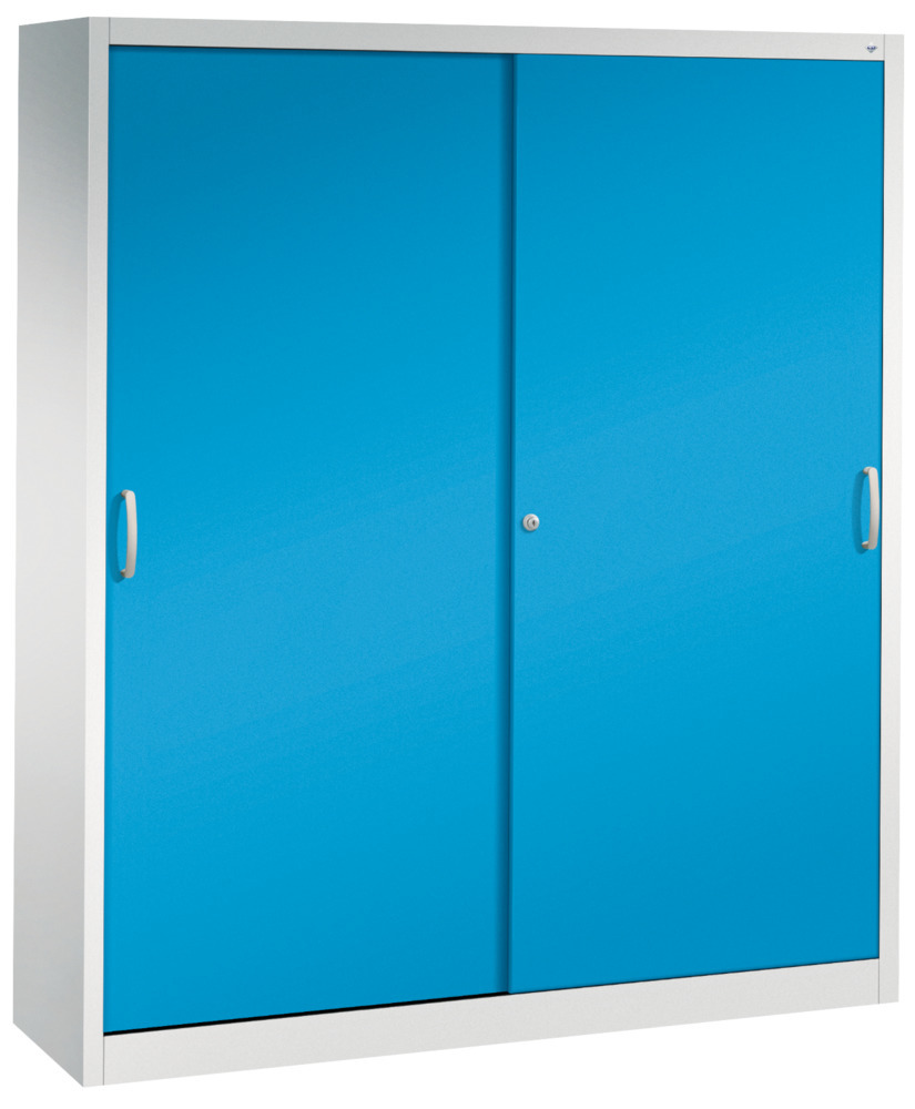 Armario de puertas correderas C+P Acurado, 1600 x 400 x 1950 mm , gris claro/azul claro - 1