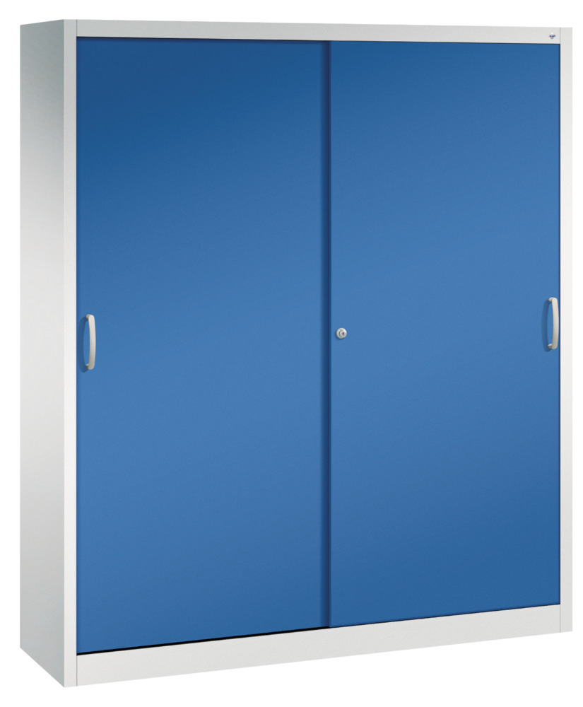 Armario de puertas correderas C+P Acurado, 1600 x 400 x 1950 mm , gris claro/azul - 1