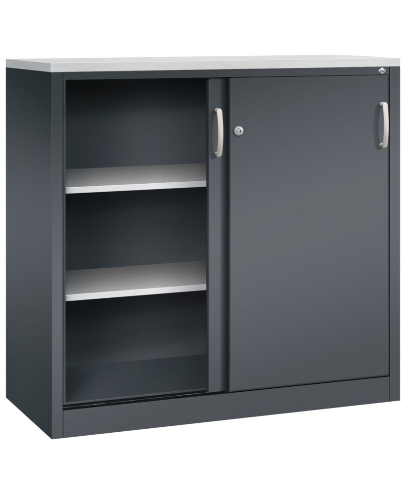 Kancelářská skříňka s posuvnými dveřmi C+P Acurado, sideboard, 1200 x 500 x 1200 mm, černošedá - 1