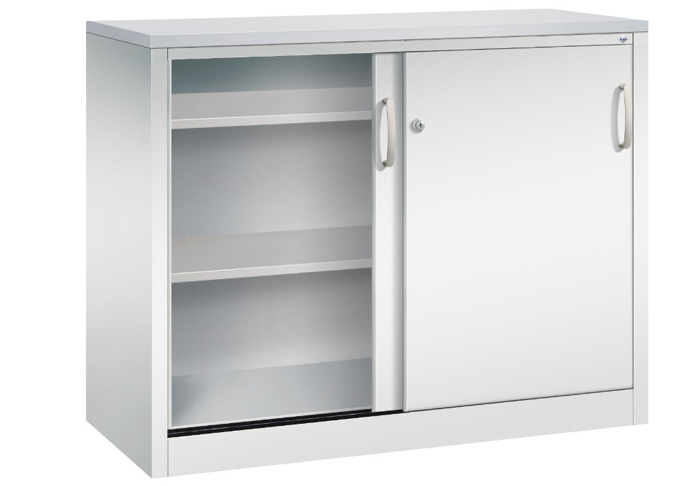 C+P sliding door cabinet Acurado, sideboard, 1200 x 500 x 1000 mm, light grey - 2