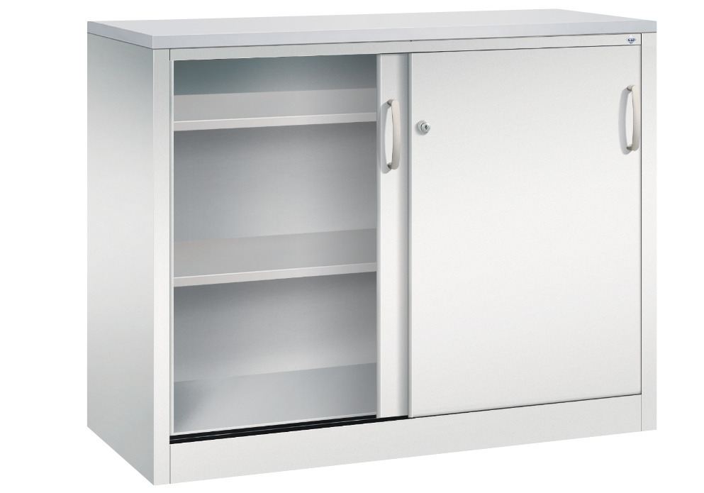 Armadio C+P Acurado con porte scorrevoli, formato madia, 1200 x 500 x 1000 mm, grigio chiaro - 2