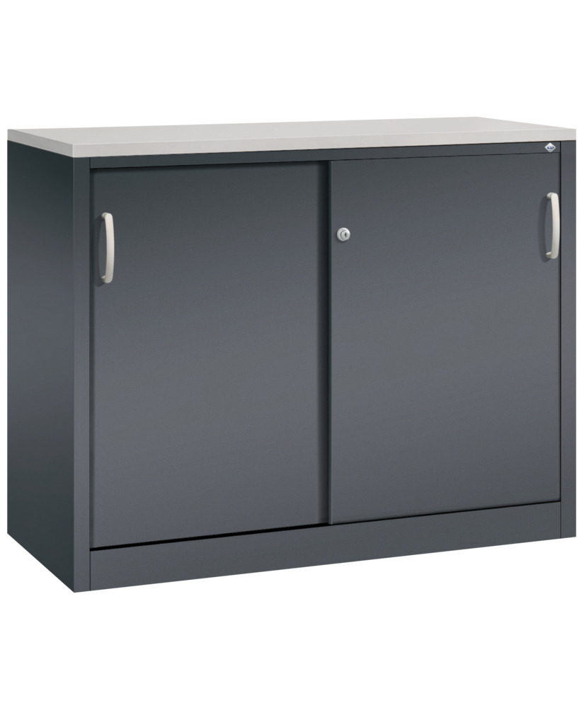 Kancelářská skříňka s posuvnými dveřmi C+P Acurado, sideboard, 1200 x 500 x 1000 mm, černošedá - 1