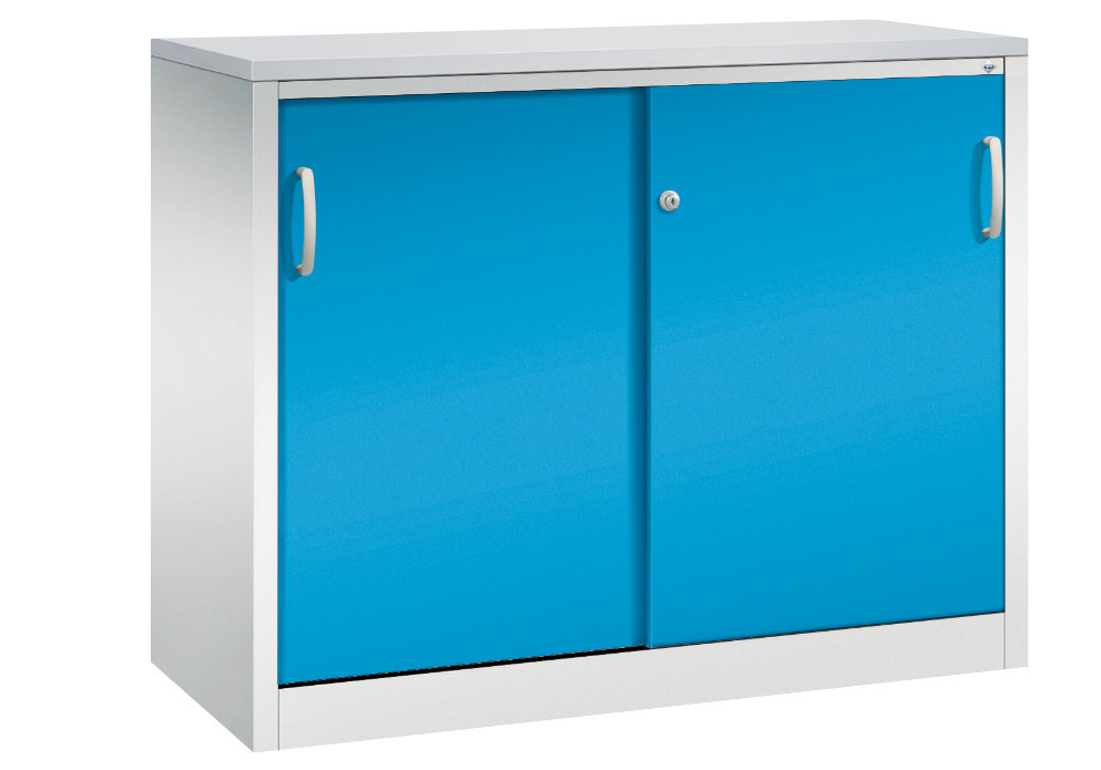 Kancelářská skříňka s posuvnými dveřmi C+P Acurado, sideboard, 1200 x 500 x 1000 mm, sv. šedo-modrá - 1