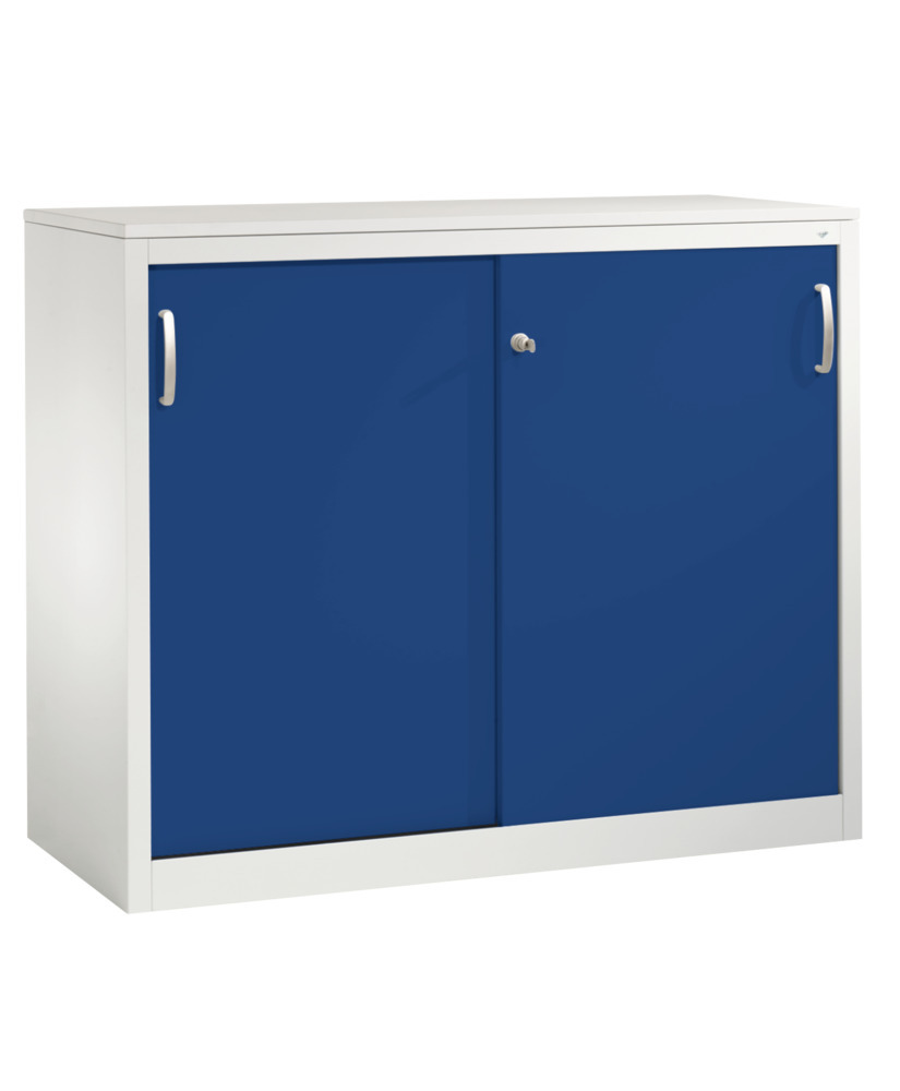 Kancelářská skříňka s posuvnými dveřmi C+P Acurado, sideboard, 1200 x 500 x 1000 mm, šedo-modrá - 1