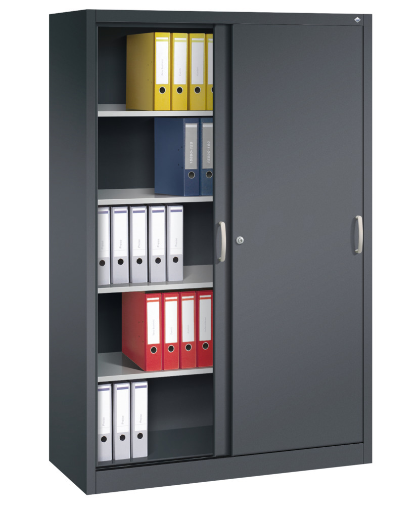 C+P sliding door cabinet Acurado, 1200 x 500 x 1950 mm, black grey - 2