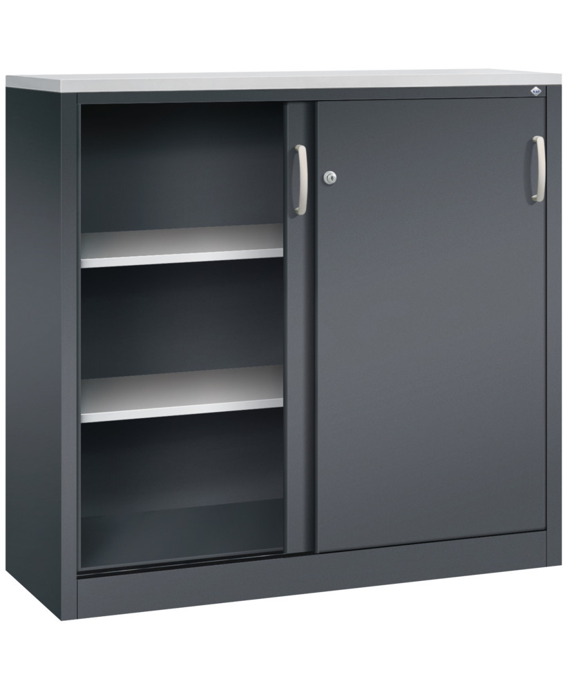 C+P sliding door cabinet Acurado, sideboard, 1200 x 400 x 1200 mm, black grey - 2