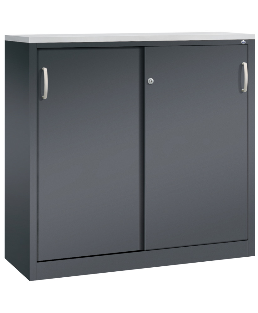 C+P sliding door cabinet Acurado, sideboard, 1200 x 400 x 1200 mm, black grey - 1