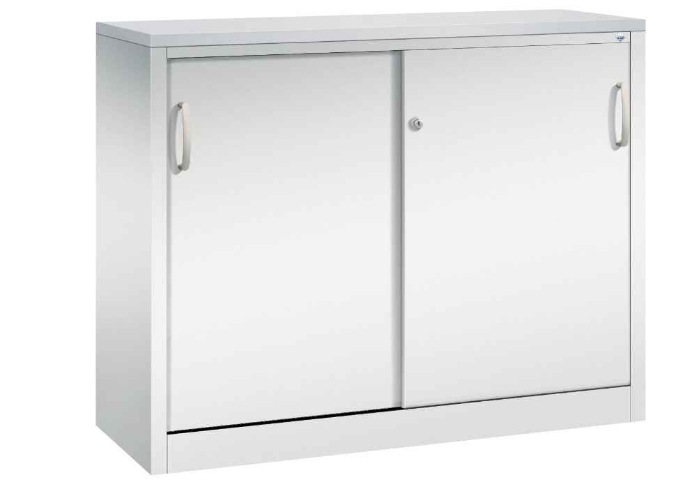 C+P sliding door cabinet Acurado, sideboard, 1200 x 400 x 1000 mm, light grey - 1