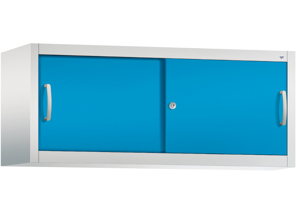 Armoire à portes coulissantes Acurado, à poser, acier, 1200 x 400 x 500 mm, gris clair/ bleu clair - 1