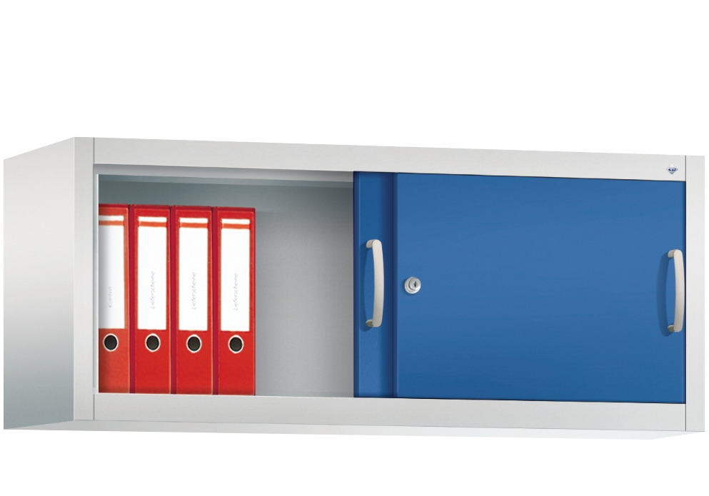 Armoire à portes coulissantes Acurado, à poser, acier, 1200 x 400 x 500 mm, gris clair/bleu gentiane - 2