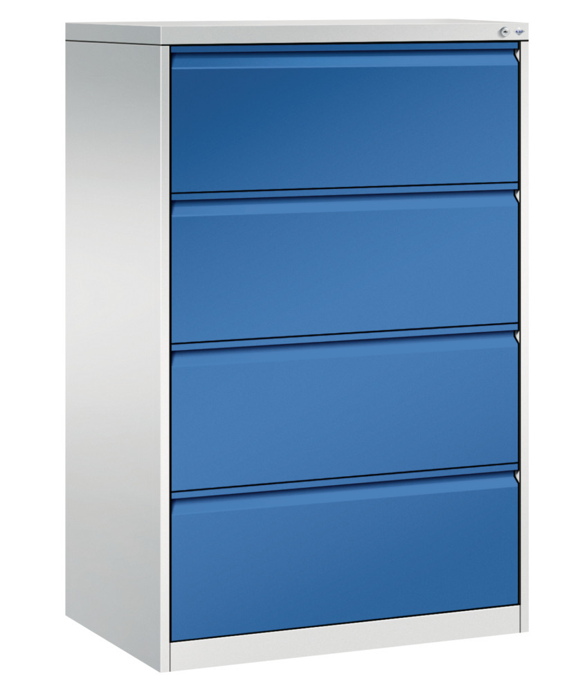 Kancelárska zásuvková skriňa Acurado - kartotéka, 787 x 590 x 1357 mm, bledosivá/modrá - 1