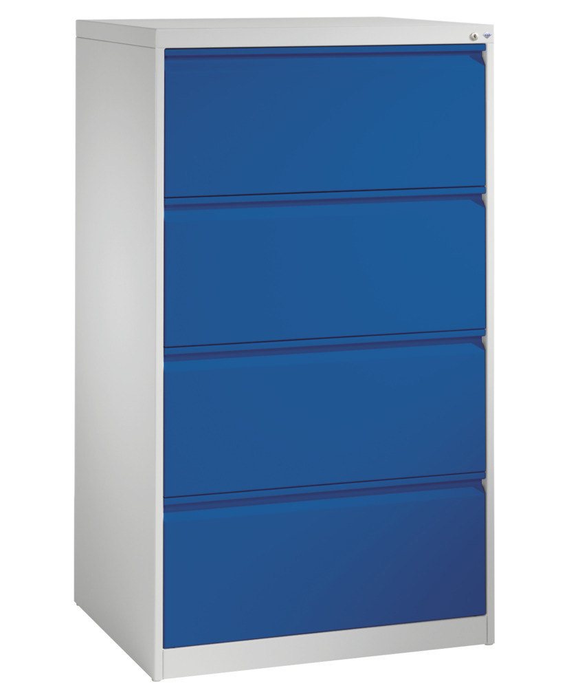 Zásuvková kartotéka C+P Acurado, pro závěsné desky, 787 x 590 x 1357 mm, sv. šedá / modrá - 1