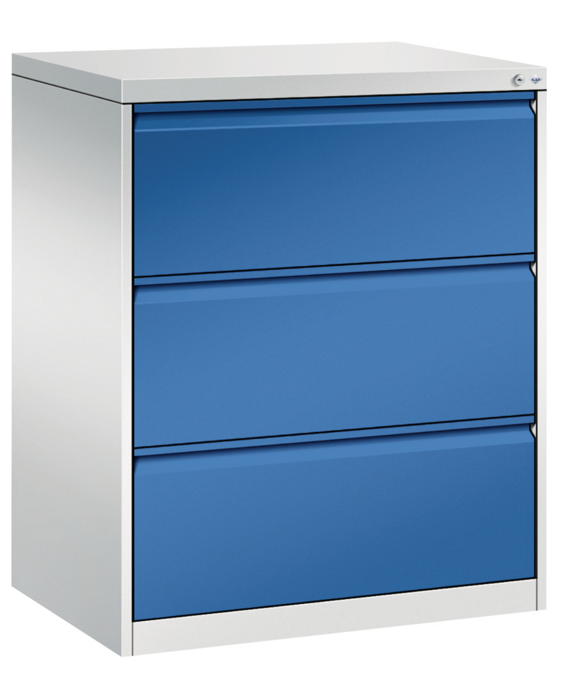 Szafa C+P Acurado z szufladami, kartoteka wisząca, 787x590x1045 mm, jasnoszara/niebieska gencjanowa - 1