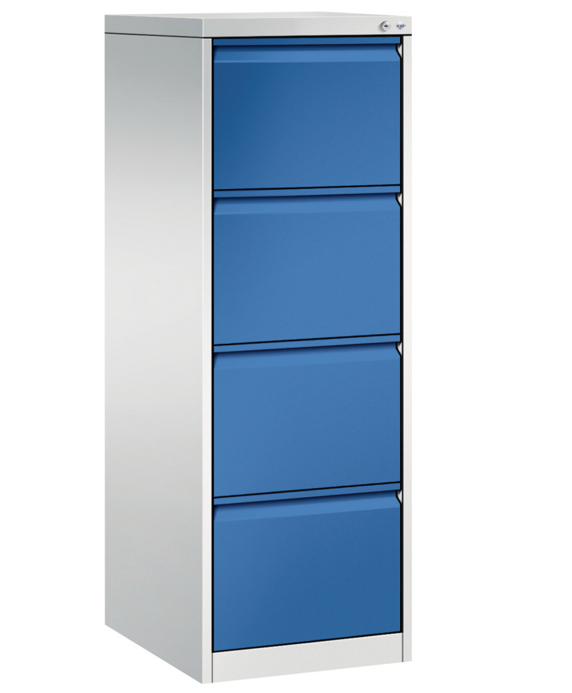 Kancelárska zásuvková skriňa Acurado - kartotéka, 433 x 590 x 1357 mm, bledosivá/modrá - 1