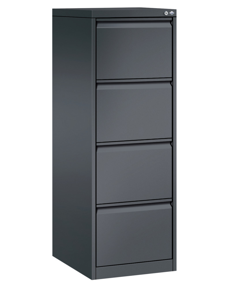 Armoire à tiroirs Acurado, pour fiches, acier, 433 x 590 x 1357 mm, gris noir - 1