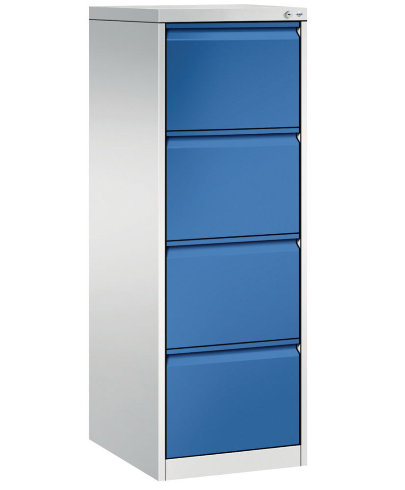 Armoire à tiroirs Acurado, pour dossiers suspendus, acier, 433x590x1357 mm, gris clair/bleu gentiane - 1