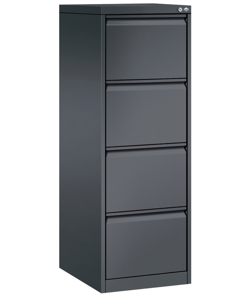 Armoire à tiroirs Acurado, pour dossiers suspendus, acier, 433 x 590 x 1357 mm, gris noir - 1