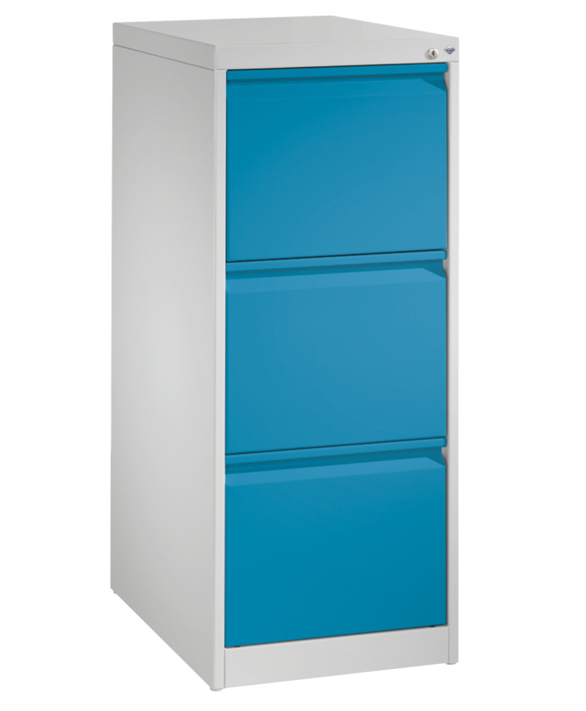 Armoire à tiroirs Acurado, pour fiches, acier, 433 x 590 x 1045 mm, gris clair/bleu clair - 1