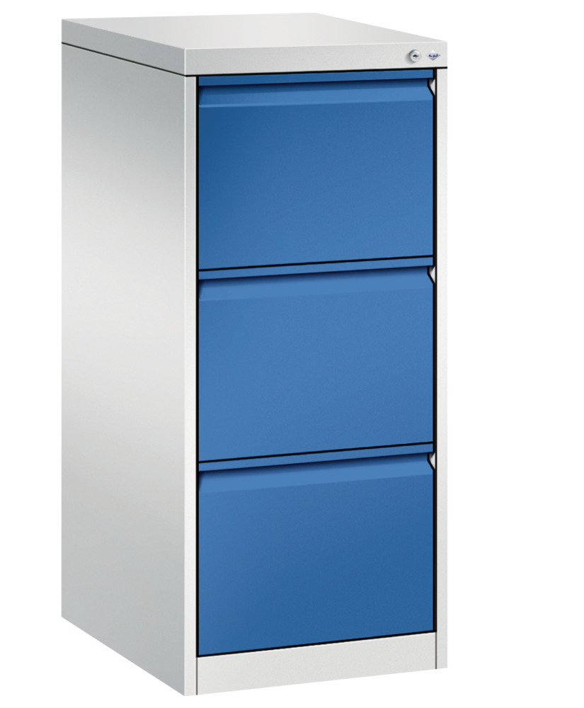 Kancelárska zásuvková skriňa Acurado - kartotéka, 433 x 590 x 1045 mm, bledosivá/modrá - 1