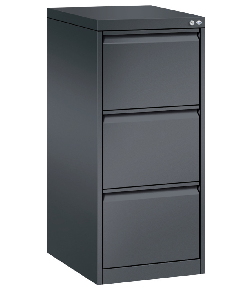 Armoire à tiroirs Acurado, pour fiches, acier, 433 x 590 x 1045 mm, gris noir - 1