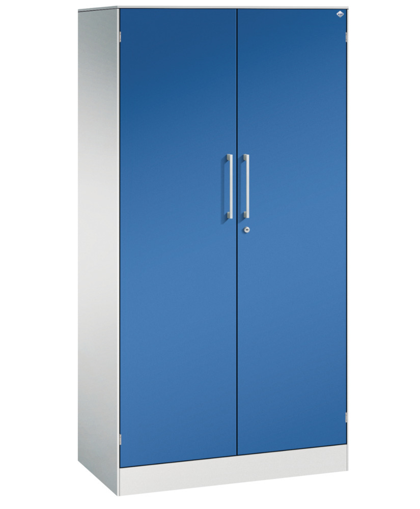 Kancelářská skříň s křídlovými dveřmi C+P Asisto, 800 x 435 x 1617 mm, sv. šedá/enciánově modrá - 1