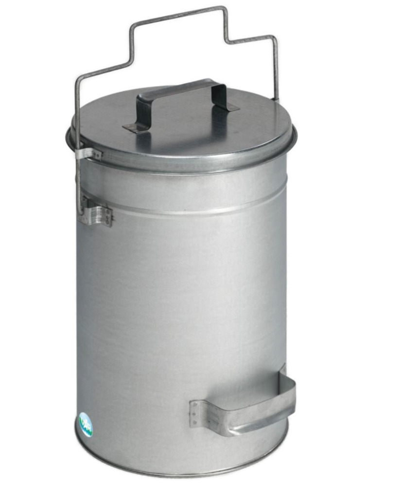 Safety container with lid, galvanised, 15 litre volume - 1