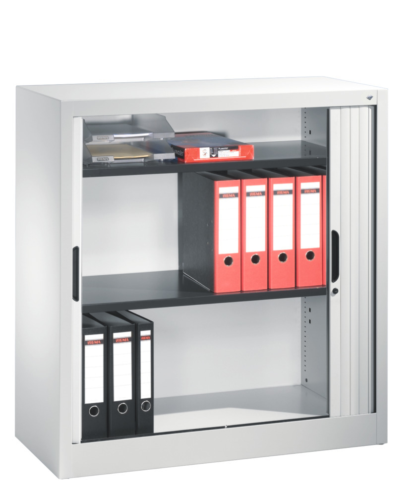 C+P roller shutter cabinet Omnispace Basic, sideboard, 1000 x 420 x 1030 mm, light grey - 3