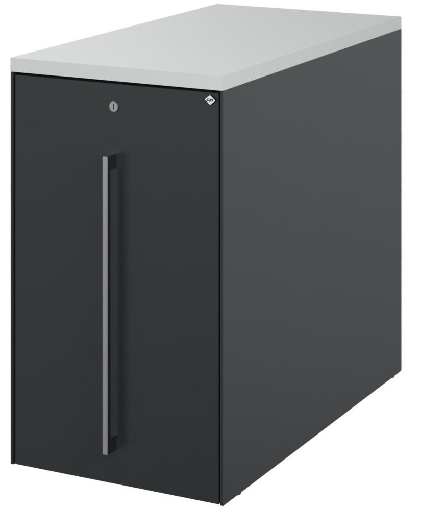 C+P pull-out cabinet at desk height Asisto, 430 x 800 x 740 mm, black grey, left - 1