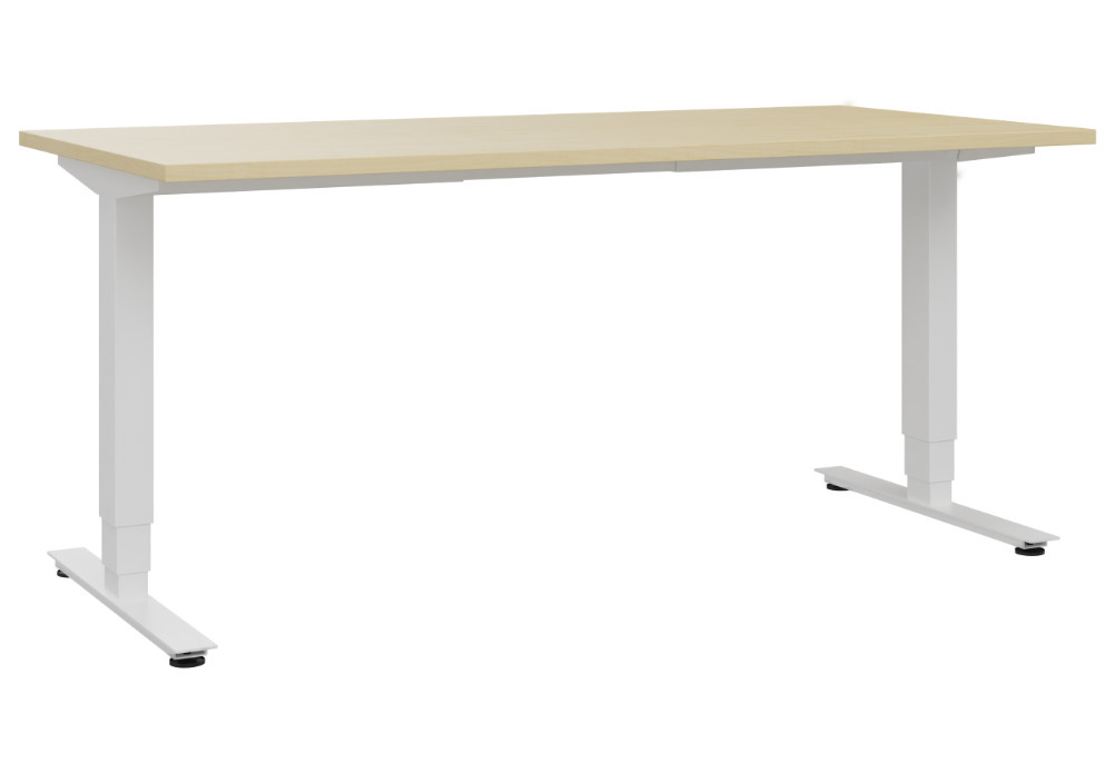 C+P Schreibtisch Asisto, höhenverstellbar, Stahl/DBS, 1600 x 800 mm, weiß/königsahorn - 1