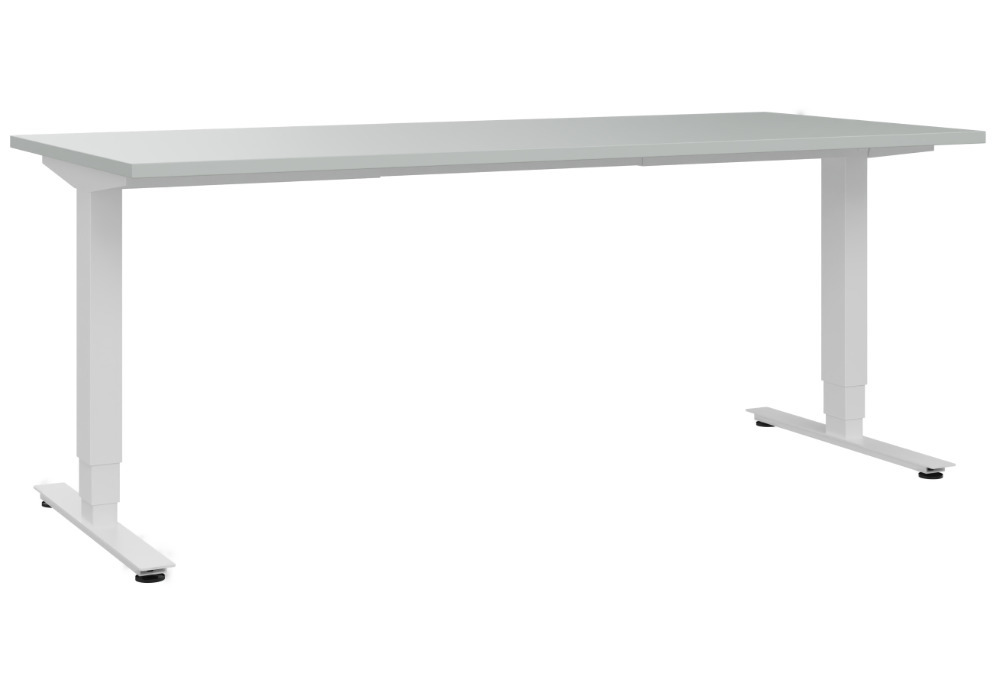 C+P Schreibtisch Asisto, höhenverstellbar, Stahl/DBS, 1800 x 800 mm, weiß/lichtgrau - 1