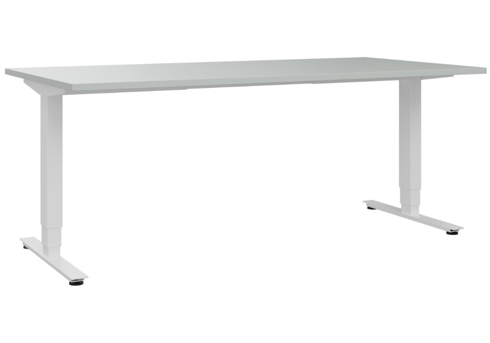 Bureau Asisto, réglable en hauteur, acier/DBS, 1800 x 900 mm, blanc/gris clair - 1