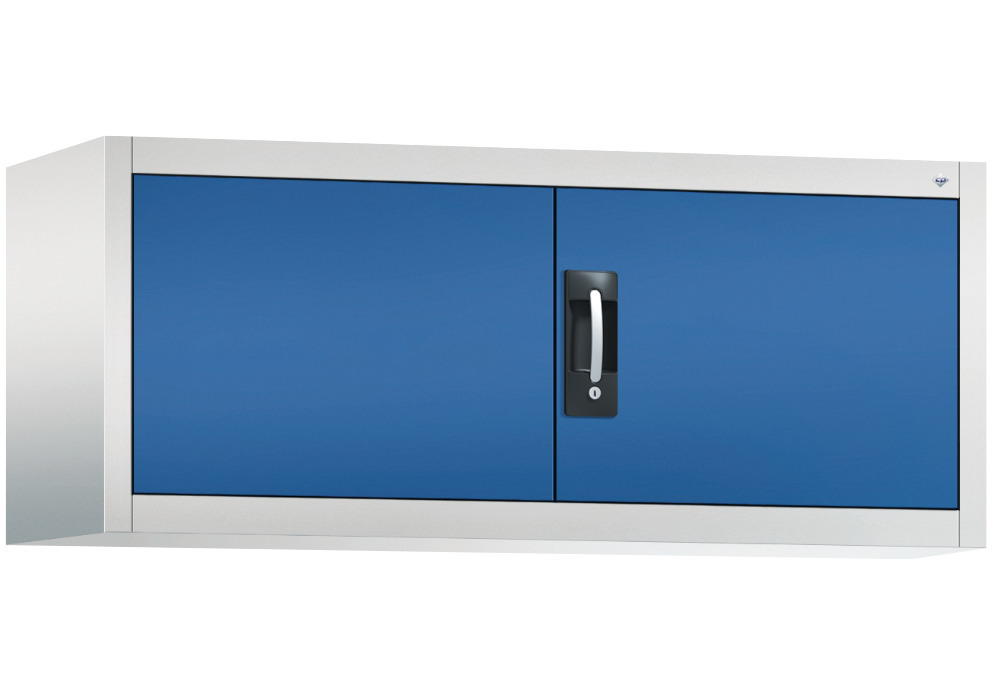 Nástavec na kancelářskou skříň s křídlovými dveřmi C+P Acurado, 1200 x 400 x 500 mm, šedo-modrý - 1