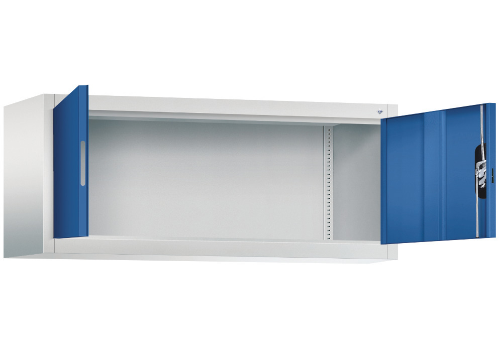 Nástavec na kancelářskou skříň s křídlovými dveřmi C+P Acurado, 1200 x 400 x 500 mm, šedo-modrý - 2