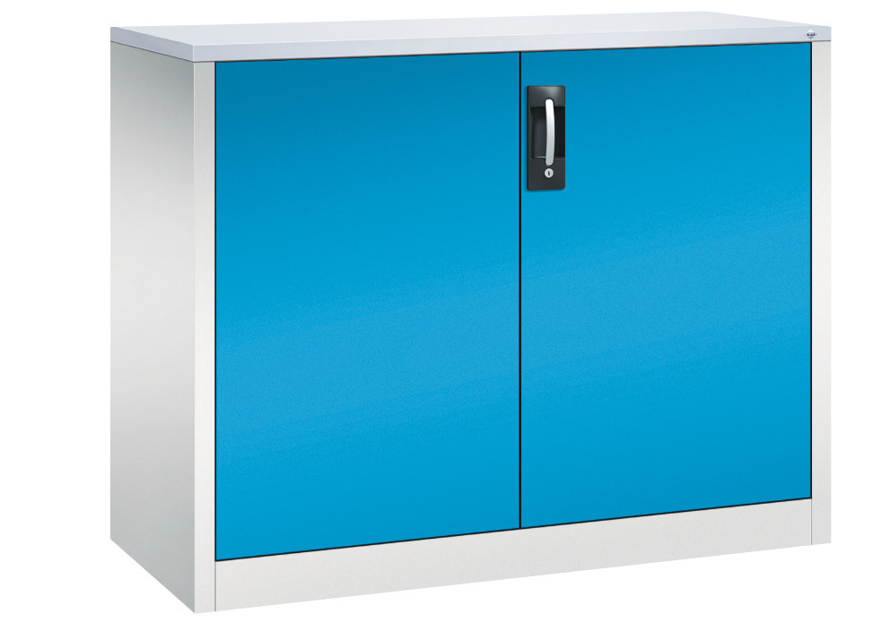 Armoire d'appoint à portes battantes Acurado, acier, 1200 x 500 x 1000 mm, gris clair/bleu clair - 1