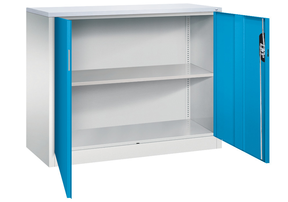 C+P wing door cabinet Acurado, side cabinet, 1200 x 500 x 1000 mm, light grey/light blue - 2