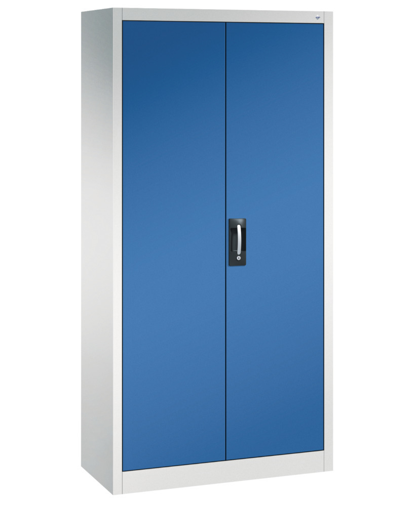 Skříň s křídlovými dveřmi C+P Acurado, na dokumenty / šaty, 930 x 400 x 1950 mm, sv. šedá / modrá - 1