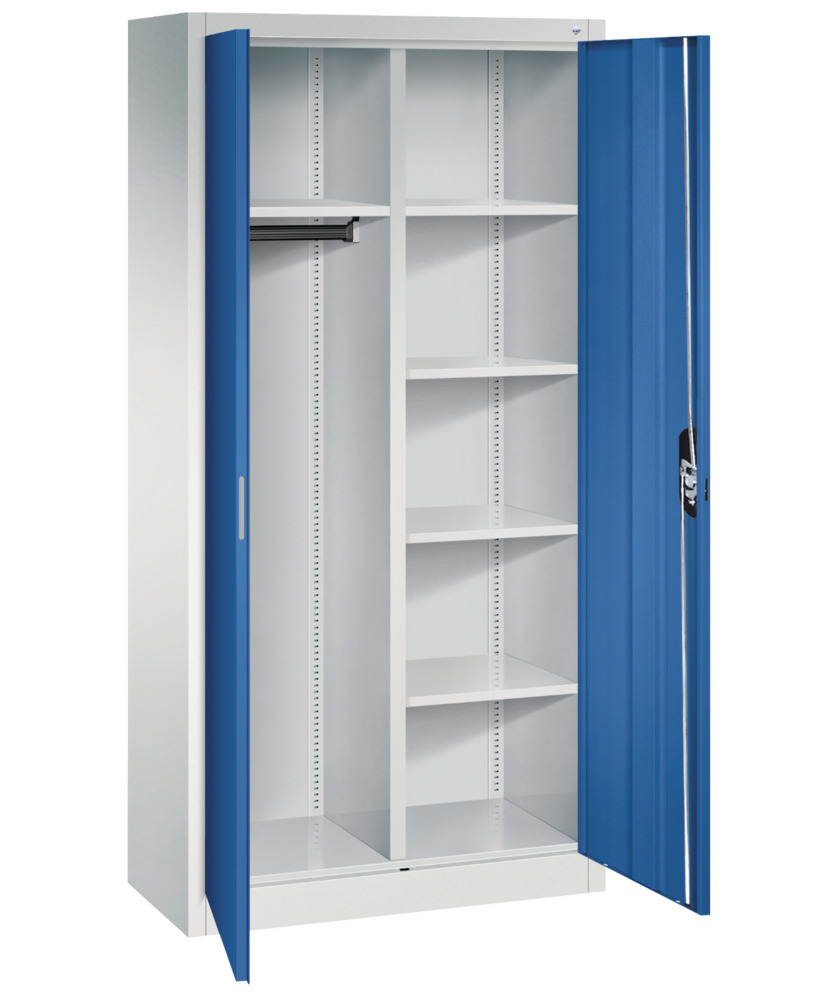 Kancelárska skriňa Acurado, krídlové dvere, na spisy/odevy, 930 x 400 x 1950 mm, sivá/modrá - 2