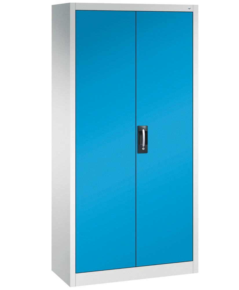 Armario de puertas batientes C+P Acurado, para archivos/guardarropa, 930 x 400 x 1950 mm, gris/azul - 1