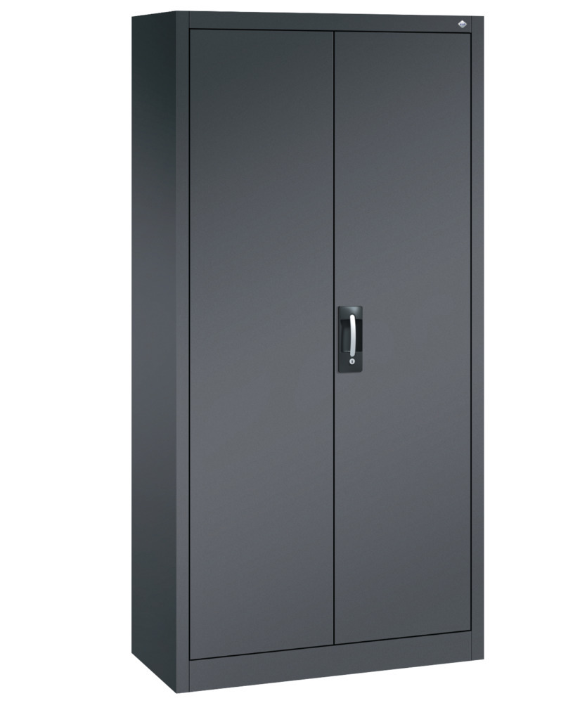 Armoire à portes battantes Acurado, pour dossiers/vestiaires, acier, 930 x 400 x 1950 mm, gris noir - 1